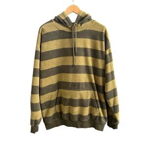Volcom Large Volcom Throw Exeptions Pullover Hoodie - Fleece Green Striped